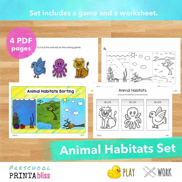 Habitats Animal Worksheet - Etsy