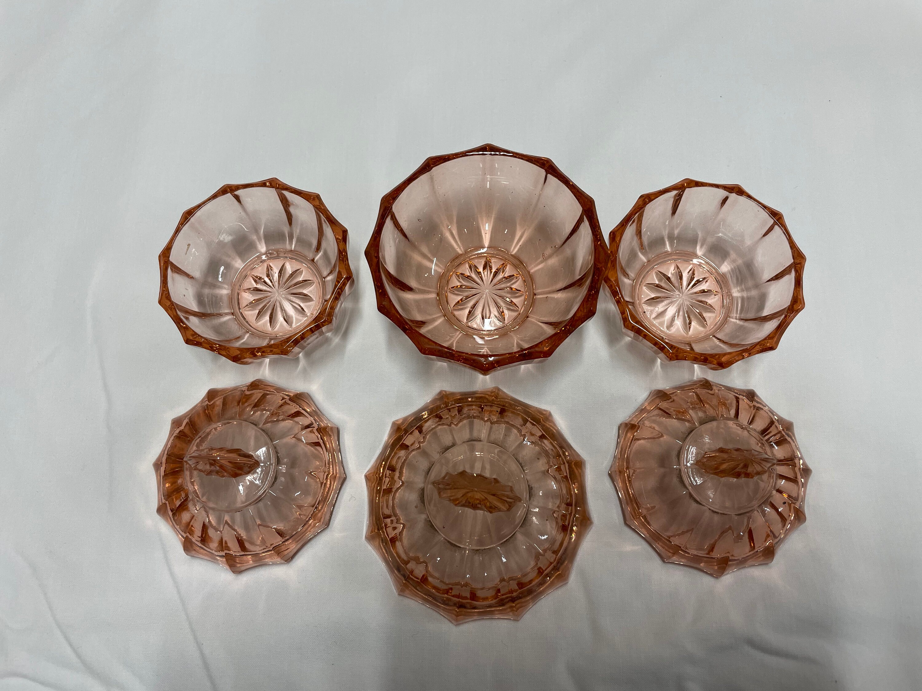 Art Deco Pressed Pink Glass Dressing Table Set. Brockwitz Etsy
