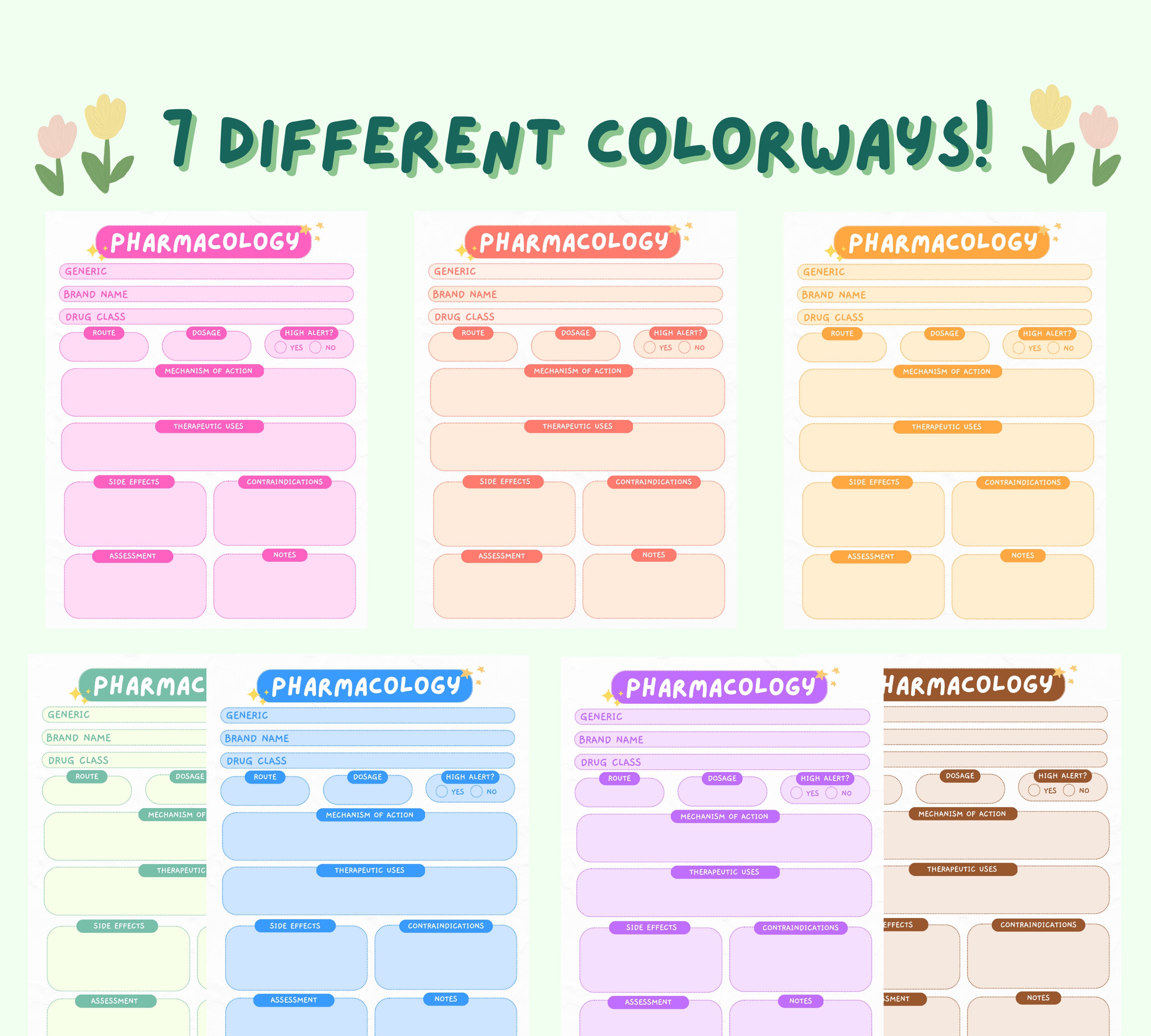 PHARMACOLOGY Nursing Template | Nursing Student Template Resource ...