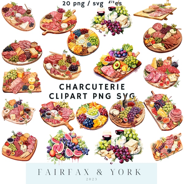 charcuterie board, charcuterie clipart, charcuterie svg, watercolor clipart, charcuterie, food clipart, clipart bundle, digital clipart