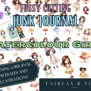 Junk Journal, Kit, Watercolour Girls, Cottagecore, Cute Girls, Watercolour, Kawaii Aesthetic,Fussy Cuts, Printable, Digital Download