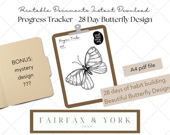 Habit Tracker Printable, Habit Tracker Colouring In, Habit Tracker Template, Butterfly colouring in, Routine Tracker, A4, Instant Download