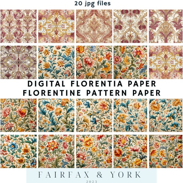 florentine paper, digital paper, florentine, paper craft, digital florentine paper, paper pattern, renaissance paper, scrapbook paper