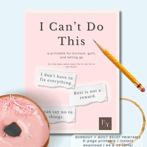 No puedo con esto – Alivio del agotamiento y la culpa (imprimible) / Diario de reinicio emocional / Cuaderno de terapia / Apoyo para la carga mental / A4 + Carta