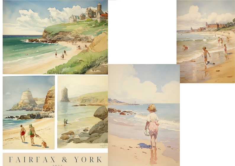Junk Journal, Kit, Watercolour Seaside, Cottagecore, Shabby beach, Watercolour, Vintage Aesthetic,Fussy Cuts, Printable, Digital Download image 5
