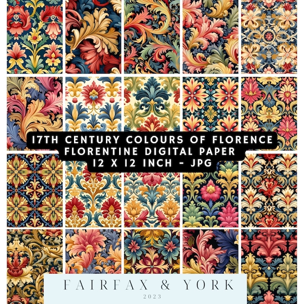 17th Century stunning florentine celebration digital paper, florentine festival shades, paper craft, digital florentine paper