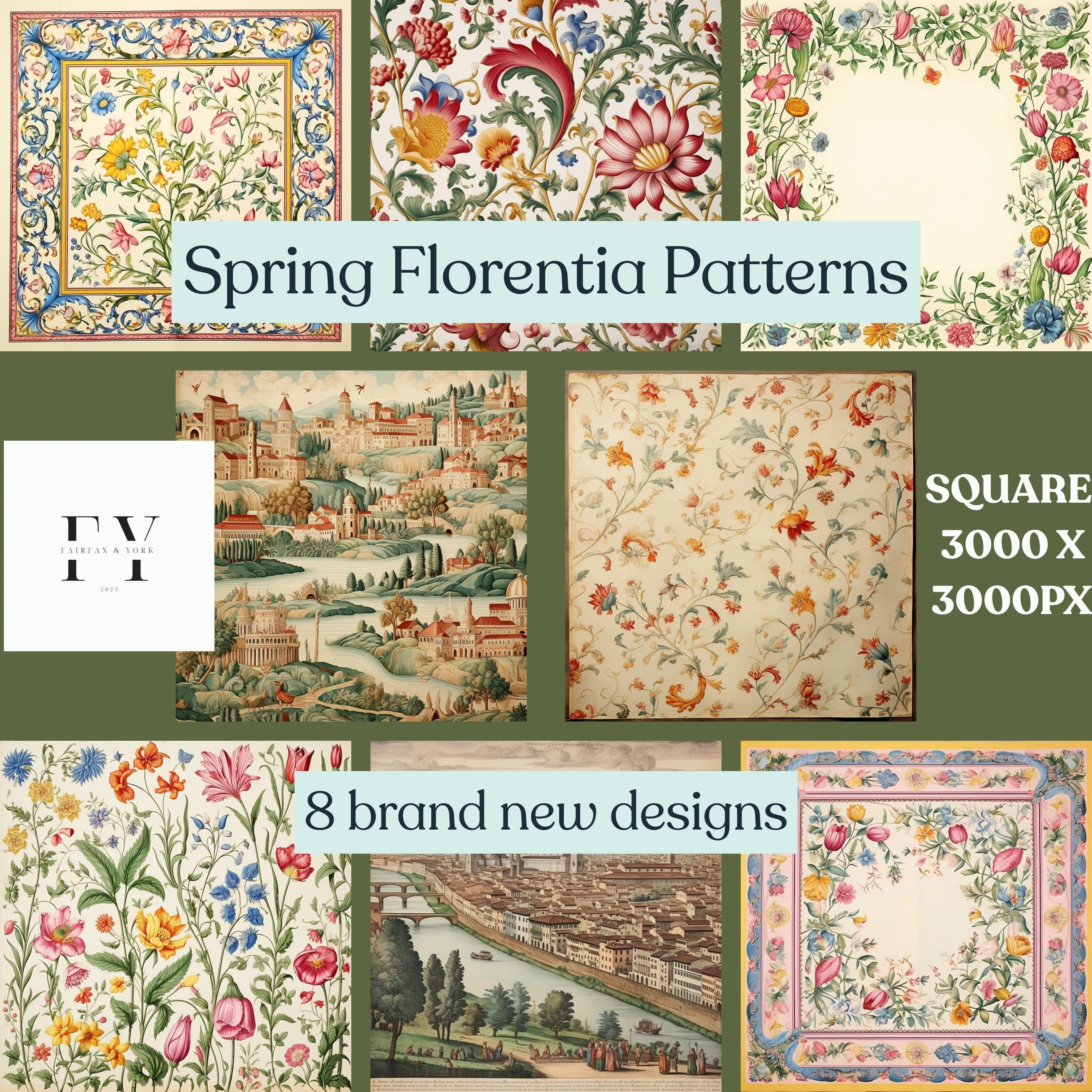 New Florentine Paper, Digital Paper, paper craft, digital florentine paper, paper pattern, renaissance paper, scrapbook paper, Square Design