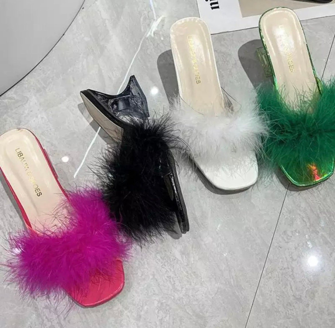 Source Global Hotsale Lady High Heel Sexy Chicken Feather Sandals Pure  Color Thin Heel on malibabacom