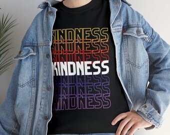 KINDNESS - repeating rainbow - red-purple - Unisex Heavy Cotton Tee