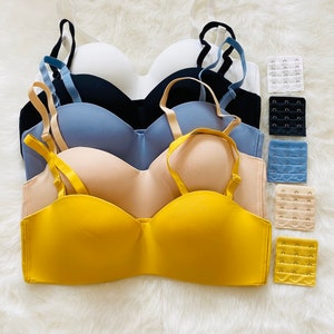 Women Wireless Padded with Extension Bra, Seamless Adjustable Strap Bra