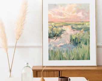 Coastal Marshland Sunset Watercolor Art Print (Digital Download)