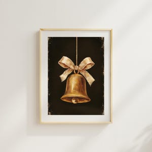 Vintage Christmas Bell Print: Rustic Holiday Wall Art (Digital Download)
