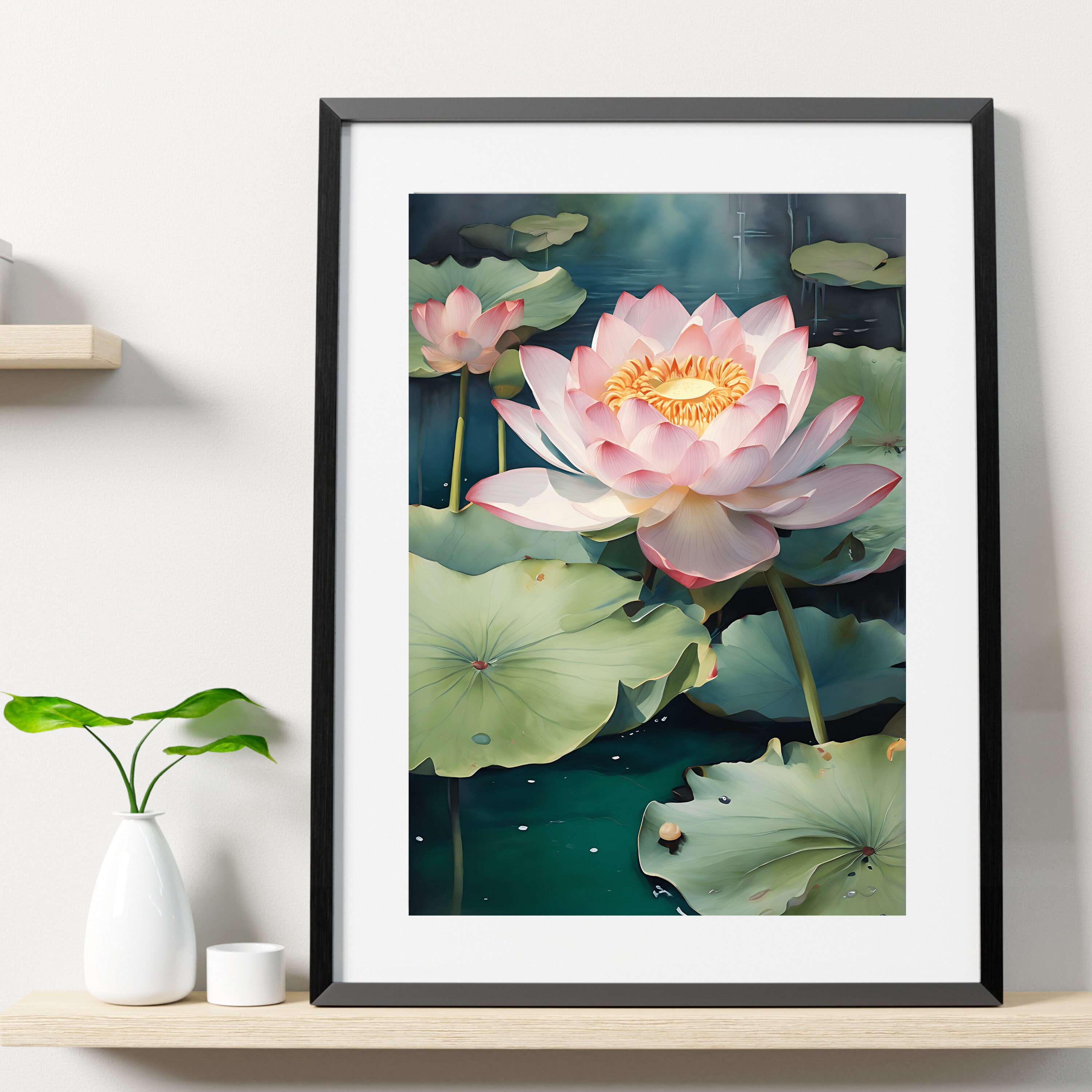Vibrant Lotus Flower. Watercolor Painting. Floral Art Print.nature Wall ...