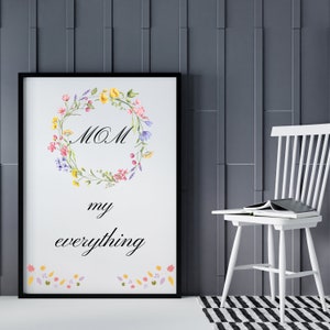 Muttertag druckbare Wandkunst - Mama mein Alles Zitat - Geschenk für Mama - Wohnkultur - Digitaldruck - Mutterschaft Kunst