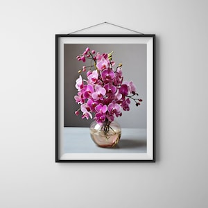 Pink Orchid Bouquet Art Print: Botanical Flower Poster (Digital Download)