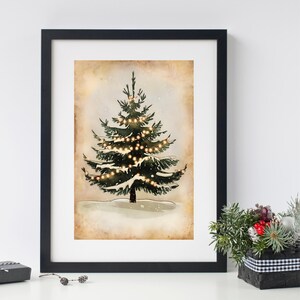Vintage Christmas Tree Print: Moody Holiday Wall Art (PDF Download)