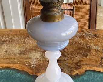 Antique opaline crystal oil lamp by Kosmos Brenner