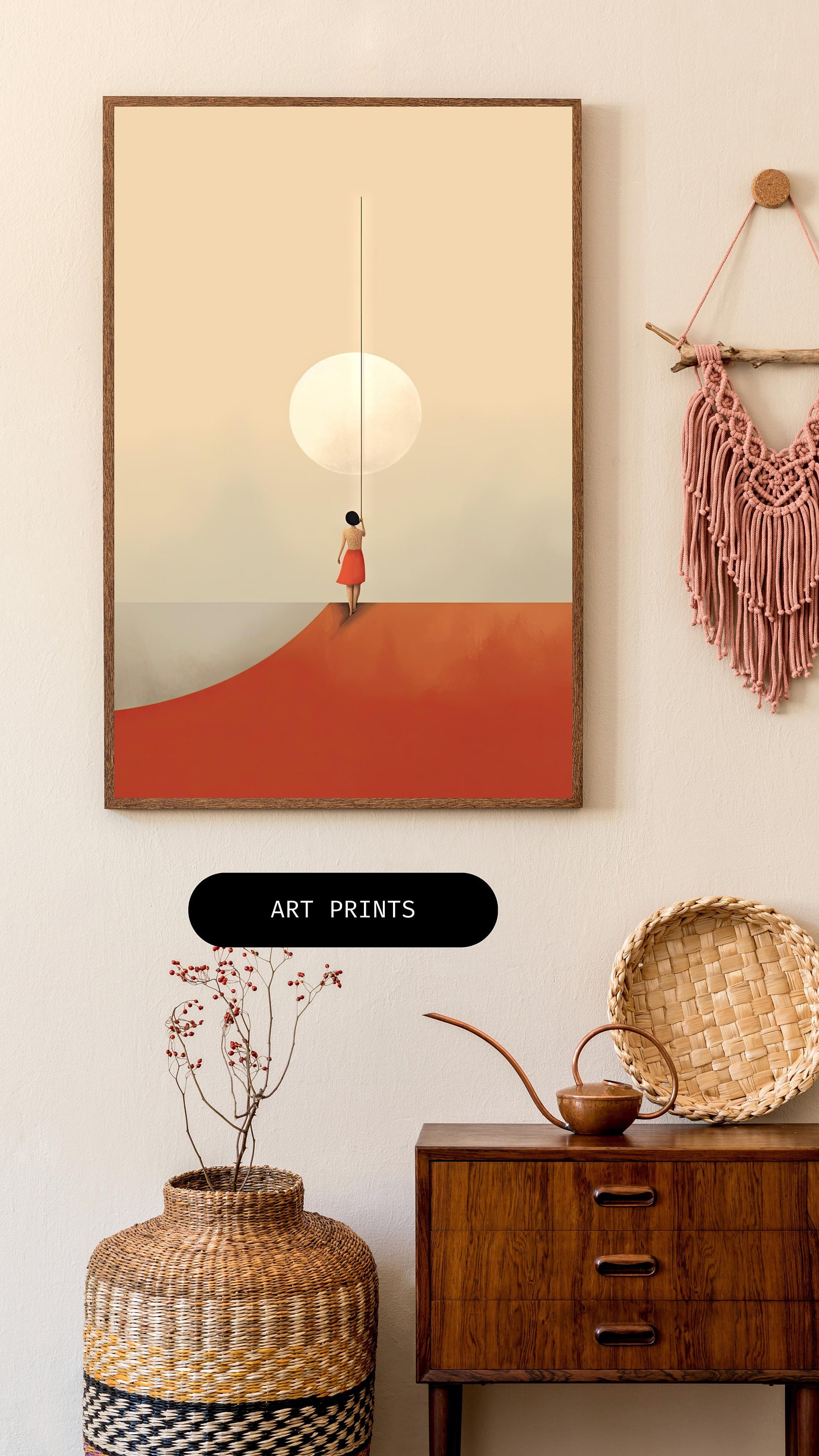 Boho Girl Wall Art Aesthetic Wall Art Bohemian Style Home Etsy