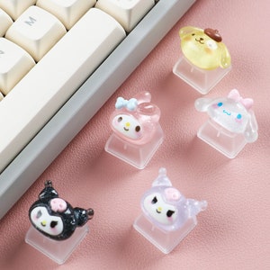 Kawaii Transparent Keycap, Anime Keycaps, Cartoon Keycaps, Keycap Set, Handmade Keycap Set, Custom Cute Keycaps, Resin Keycap, Cute Pink