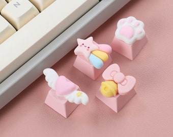 Kawaii Keycaps, Pink Cute Keycap, Anime Keycaps, Pink Keycap, 3d Keycaps, Cute Keyboard Accessories, Cartoon Keycap, Esc Keycap, Resin Gift