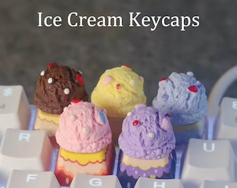 Kawaii Keycaps, Keyboard Decor, Artisan Keycap, Key Cap Set, Handmade, Ice Cream Keycaps, Cute Mechanical Keycap, Ecs Artisan Keycap, Pink