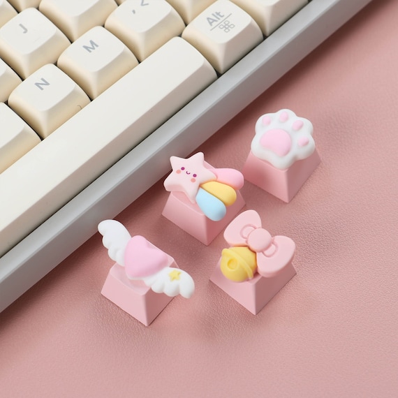 Kawaii Keycaps, Pink Cute Keycap, Anime Keycaps, Pink Keycap, 3d Keycaps, Cute Keyboard Accessories, Cartoon Keycap, Esc Keycap, Resin Gift