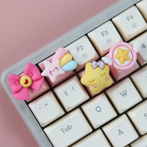 Cute Keycap, Handmade Keycaps, Pink Mechanical Keycap，custom Keycaps, Keycap Set, Keycaps Anime, Keyboard Decoration, Keycap Decoration, Diy