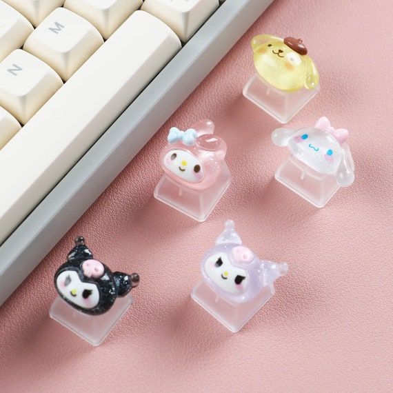Kawaii Transparent Keycap, Anime Keycaps, Cartoon Keycaps, Keycap Set, Handmade Keycap Set, Custom Cute Keycaps, Resin Keycap, Cute Pink