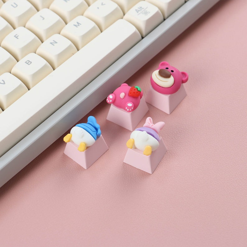 Cartoon Resin Keycap, Character Keycaps, Esc Keycap, Mechanical Keycap, Custom Cute Keyboard, Kawaii Keyboard Decoration, Office Accessories 1 Set (4keycaps)