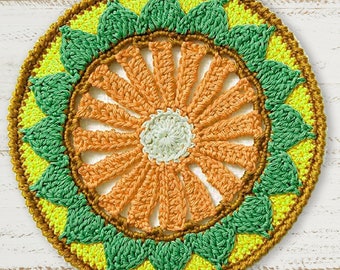 Patrón de mandala de crochet Sunburst: Tutorial de tapete (Descarga PDF)