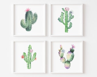 Cactus Wall Art Botanical Illustration, Succulent Wall Decor, Country ...
