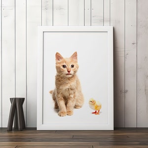 Cute Cat Print for Nursery, Printable Baby Animals Wall Art, Kids Room Poster Download