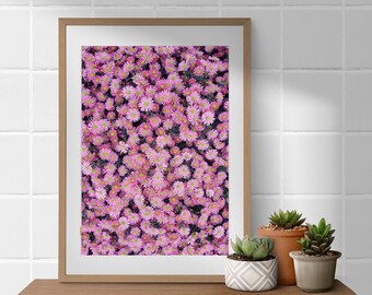 Spring Pink Daisy Printable, Floral Wall Art for Spring, Botanical Living Room Decor