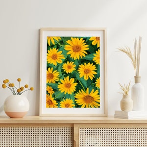 Yellow Daisy Flower Wall Art Print, Home Decor Floral Art, Printable Gift for Plant Lover