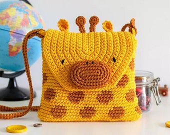 Modèle au crochet de sac girafe, sac amigurumi animal, sac mignon fait main pour enfants, cadeaux pour enfants, sac au crochet pour enfants