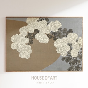 Japanese Flowers Kamisaka Sekka Woodblock Print, Flowers of a Hundred Worlds Art Poster, Vintage Minimal Chrysanthemums Digital Print Japan