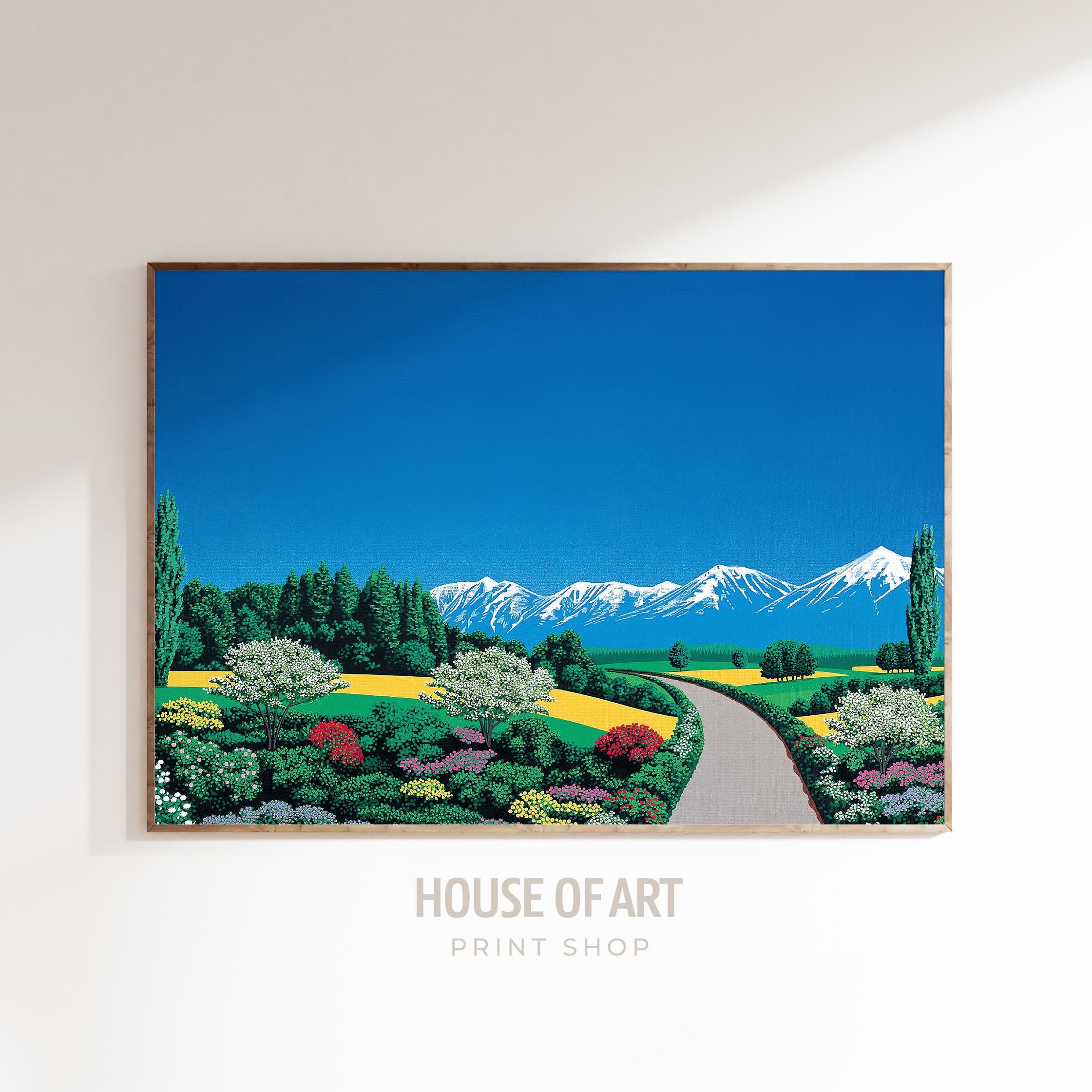Alps Landscape Art, Retro Japanese Hiroshi Nagai Print, Elv Alps