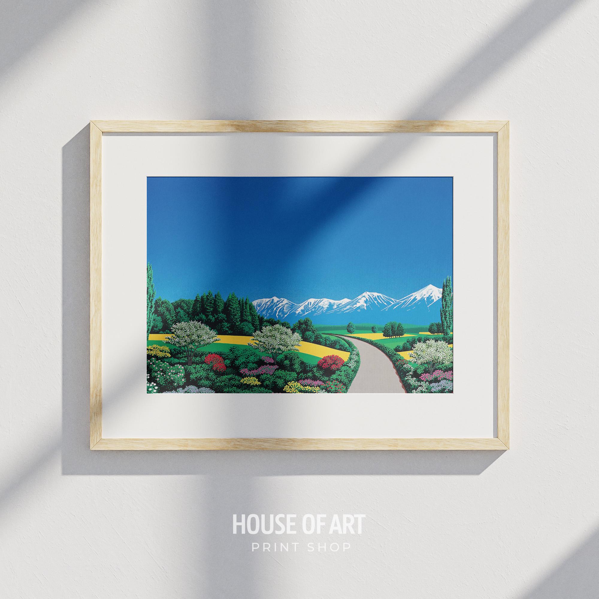 Alps Landscape Art, Retro Japanese Hiroshi Nagai Print, Elv Alps