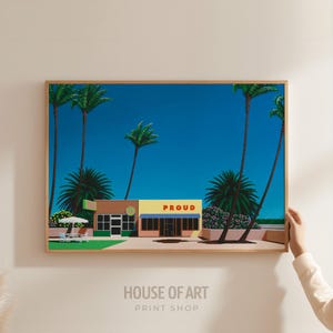 Hiroshi Nagai City Pop Art Print, Retro Japanese Cityscape Art, Proud Funk Wall Art, Vaporwave Digital Art, Dreamy 80s Beach Scenery Poster