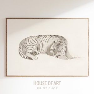 Tiger Wall Art, Kids Poster, Retro Cat Art Print, Funky Tigers Art Print, Vintage Animal Nursery Wall Art, Eclectic Adventure Room Decor