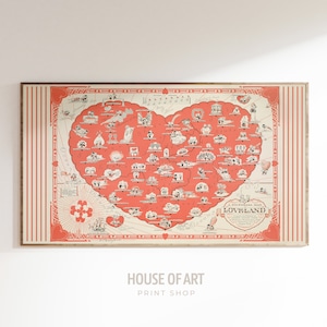 Valentinstag Rahmen TV Art, Karte von Loveland Illustration, Samsung Herz Rahmen TV Kunst Valentinstag TV Art Rahmen Valentine Decor Vintage Tv Art