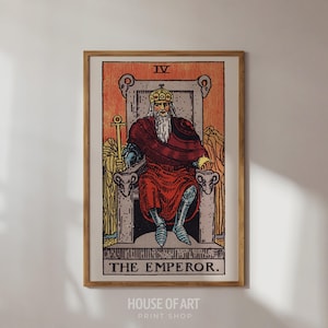 Impresión de la carta del Tarot del Emperador, póster de las cartas del Tarot del Emperador, decoración astrológica, decoración espiritual para el hogar, arte mural del Tarot, impresión artística mágica de brujas.
