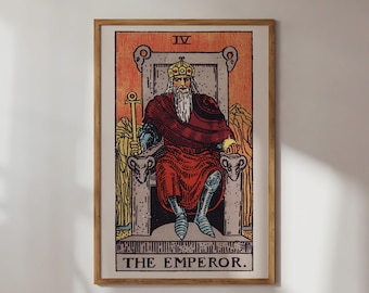 Keizer tarotkaart print, de keizer tarotkaarten poster, astrologie decor, spiritueel interieur, tarot kunst aan de muur, magische hekserij kunst print,
