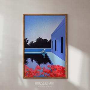 Hiroshi Nagai Print, Retro Japanese Wall Art, Longs for Summer Art Print, Dreamy 80s Pool Art, Vaporwave Aesthetic Poster, City Pop Art