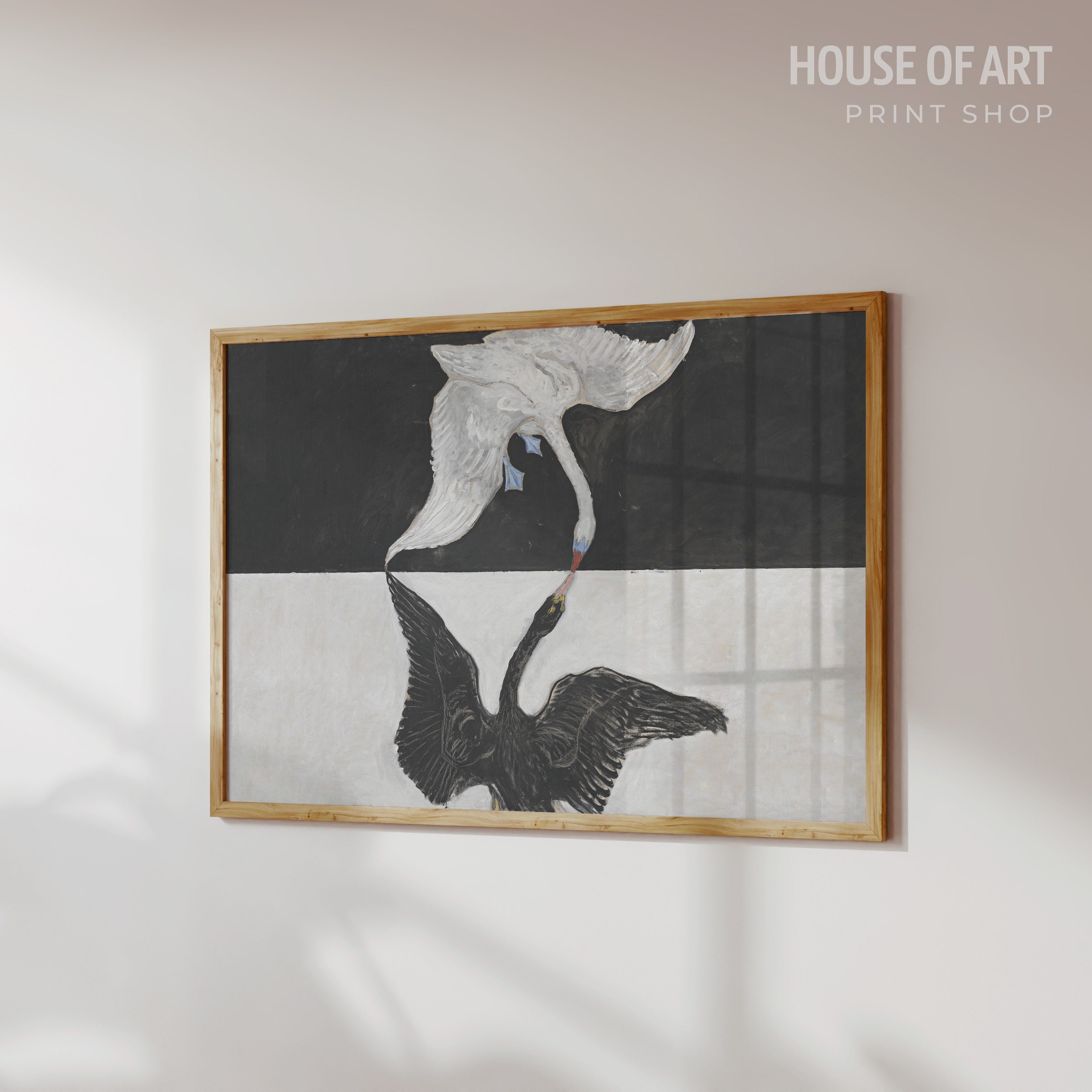 The Swan Print, Yin Yang, Black & White Art, Organic Modern Art