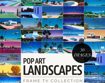 Hiroshi Nagai Frame TV Art Pack, City Pop Art Landscape Bundle, 30 Artworks, 80s Retro Japanese TV Art, Vaporwave Samsung Frame TV Art Set