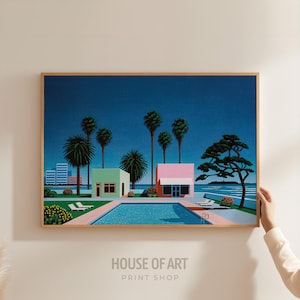 Hiroshi Nagai Print, Retro Japanese Wall Art, Pacific Breeze Art Print, Vaporwave Cityscape Poster, City Pop Art, Dreamy 80s Digital Art