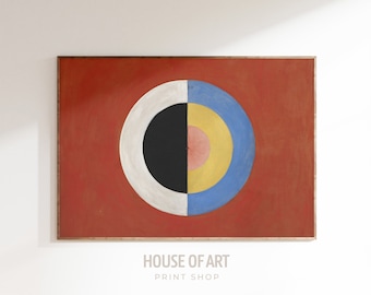 Abstract Tempura Painting, Organic Modern Art, Circle Composition, Spiritual Wall Art, Color Wheel Illustration, PRINTABLE Wall Art