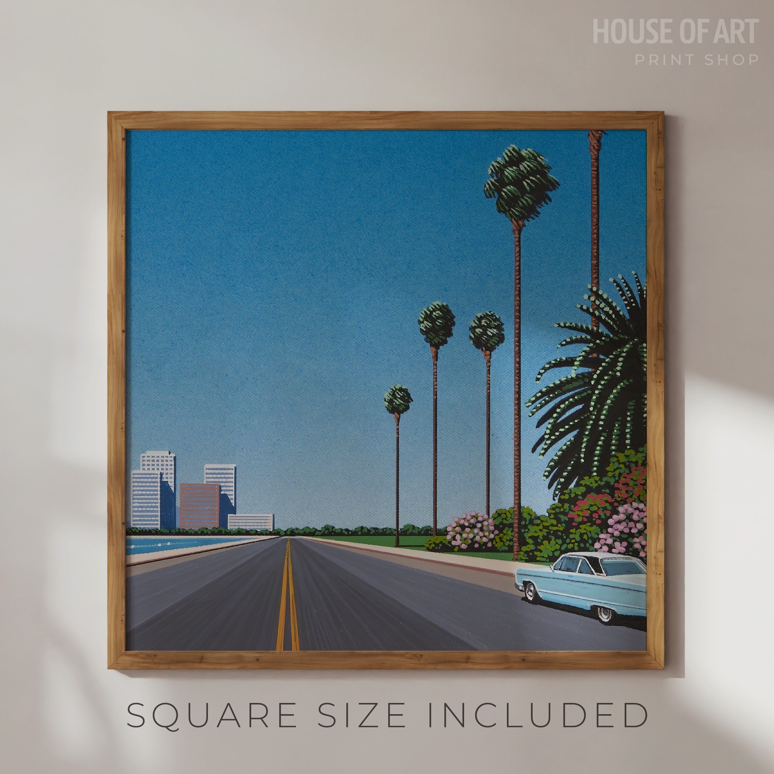 Retro Car Art, Southern Freeway Art Print, Japanese Wall Art