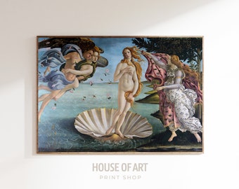 Birth of Venus Print, Sandro Botticelli Poster, Greek Mythology Print, Renaissance Oil Painting, Vintage Wall Art, Ocean Goddess Gift